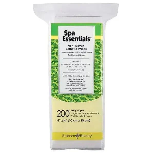 Spa Essentials 4" x 4" Non - woven Esthetic Wipes, 200 Pack - Beautifox